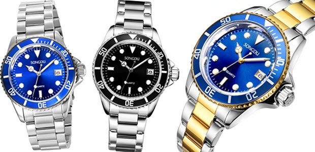 SONGDU Herren Armbanduhr Quarz ähnlich wie Rolex Submariner