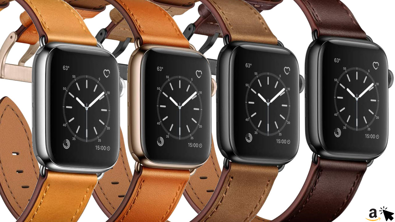 Arktis Lederarmband für Apple Watch, hell-braun, cognac-braun, vintage-baun, dunkel-braun