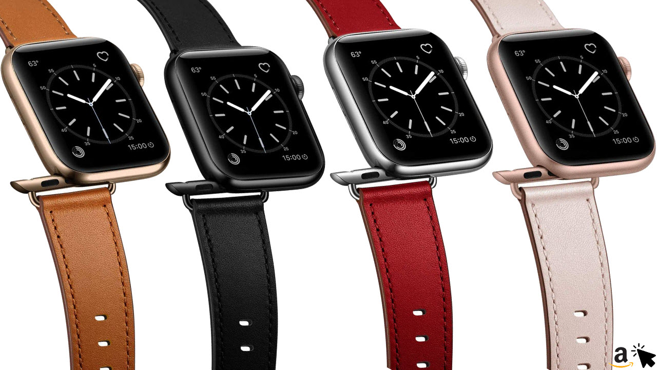 Arktis Lederarmband kompatibel mit Apple Watch, alle Größen, 20 Farben