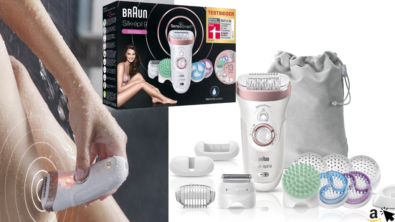 Braun Silk-épil 9 Beauty-Set, Epilierer Damen für Haarentfernung, Aufsätze für Rasierer, Peeling, Massage