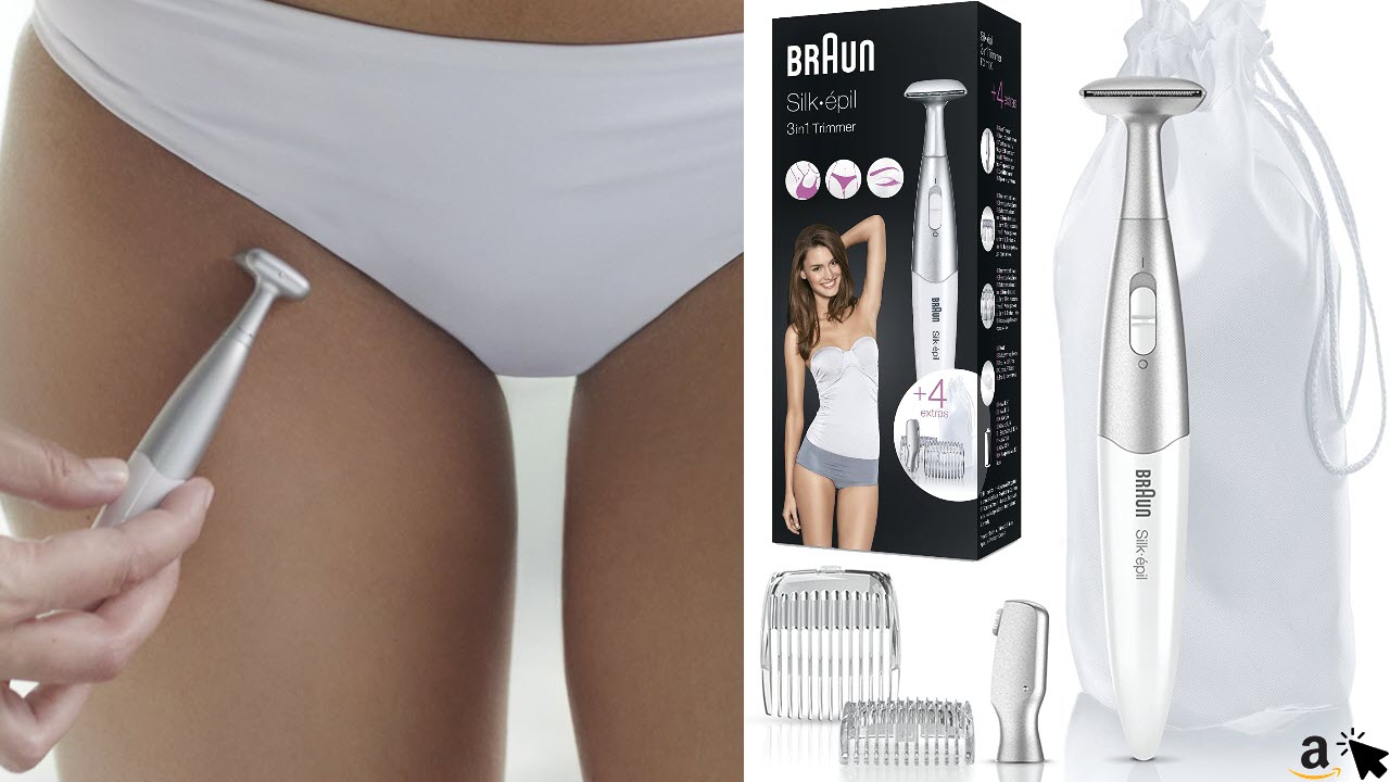 Braun Silk-épil Bikinitrimmer, präzises 3-in-1 Stylen und Trimmen der Bikinizone, inkl. Präzisions-Scherkopf, Bikinizonen-Scherkopf, 2 Trimmeraufsätze, FG1100