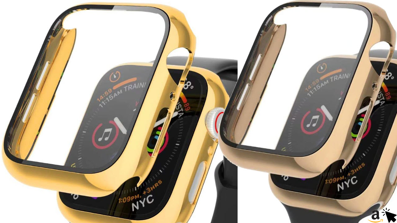 Fengyiyuda Apple Watch Gold Hülle 38, 42, 40, 44mm mit Anti-Kratzen TPU Panzerglas Displayschutz
