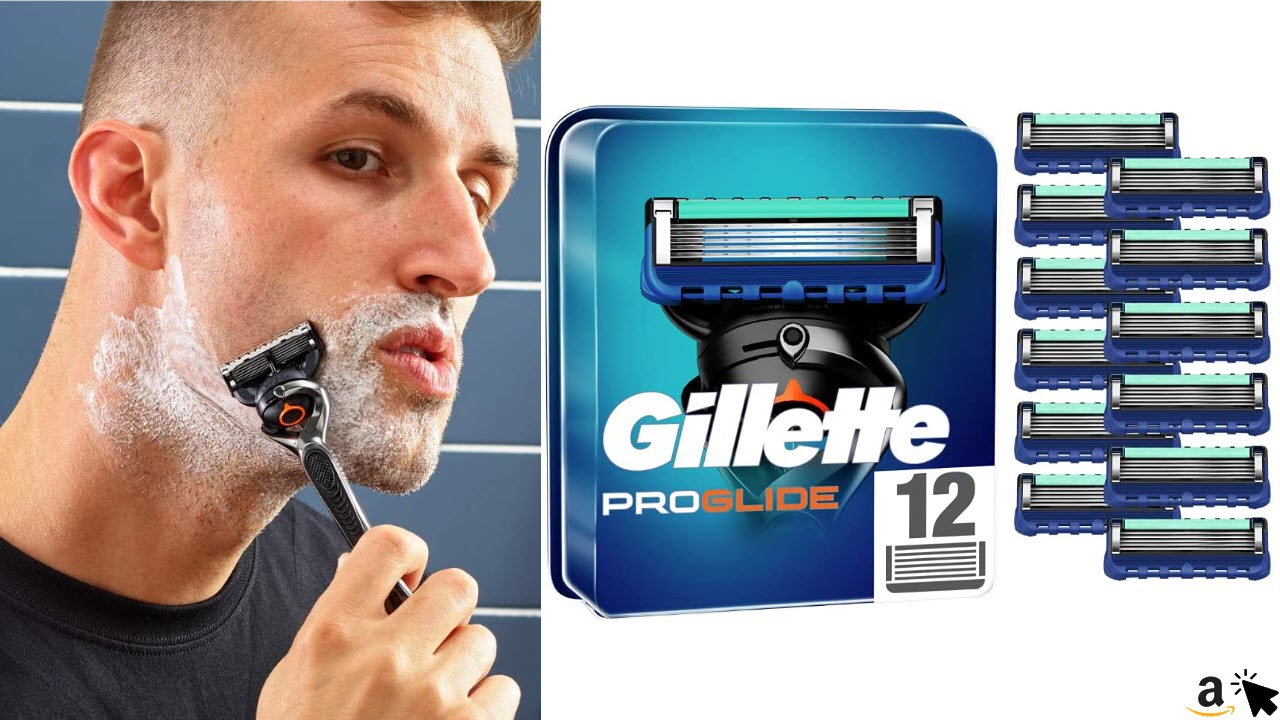 Gillette ProGlide Rasierklingen, 12 Ersatzklingen für Nassrasierer Herren mit 5-fach Klinge