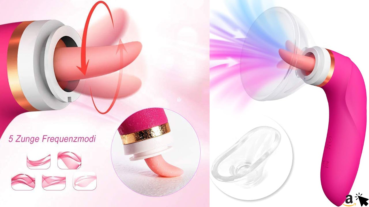 Klitoris Sauger Vibrator für Sie, Zunge Lecken Vibrator Nippel Stimulator mit 8 Saugenmodis und 5 Zungen Leckstufen