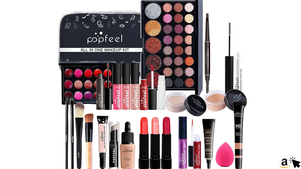 Professionelles Makeup Set, MKNZOME 30St Kosmetik Starter Kit mit Schminktasche gefüllt