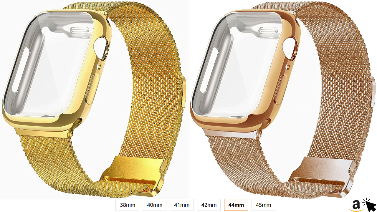 TINICR Apple Watch Armband mit TPU Schutzhülle mit Displayschutz, Gelb-Gold & Rose-Gold