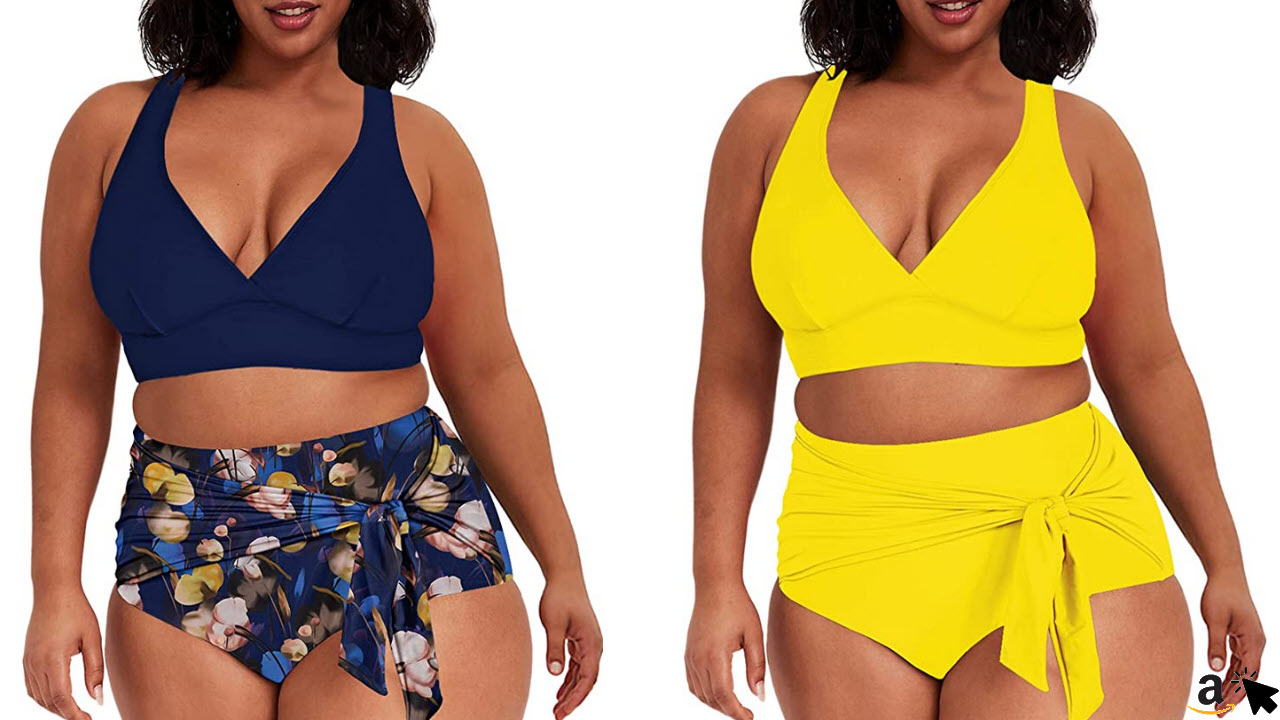 Viottiset Damen Zweiteilige Strand Bikini Set Bauchkontrolle Übergröße Badeanzug