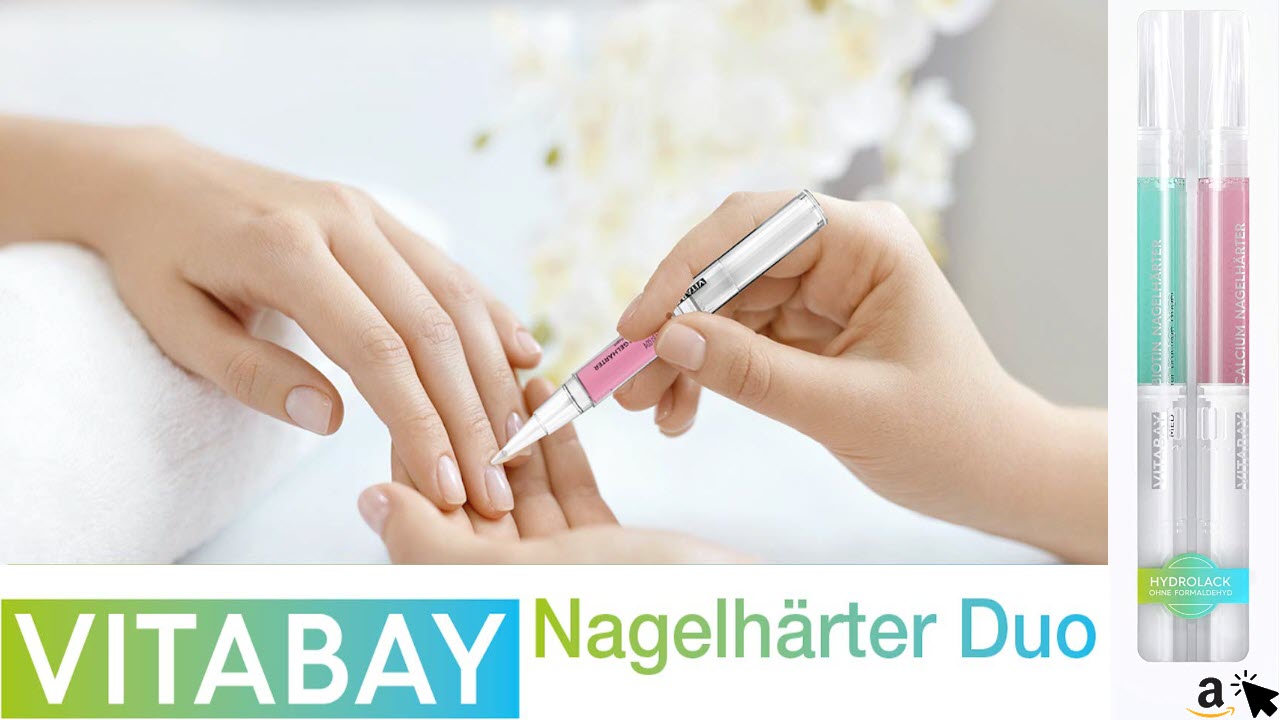 Vitabay Nagelhärter Duo-Set 2 x 2ml, Nagelpflegestift mit Calcium und Biotin, Extrastark, Gegen rissige und brüchige Nägel, Für dünne, weiche Nägel