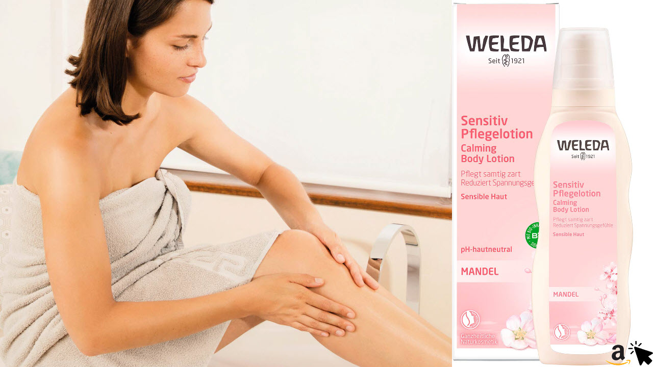 WELEDA Bio Mandel Sensitiv Pflegelotion, Naturkosmetik Bodylotion zur Pflege und Beruhigung sensibler Haut